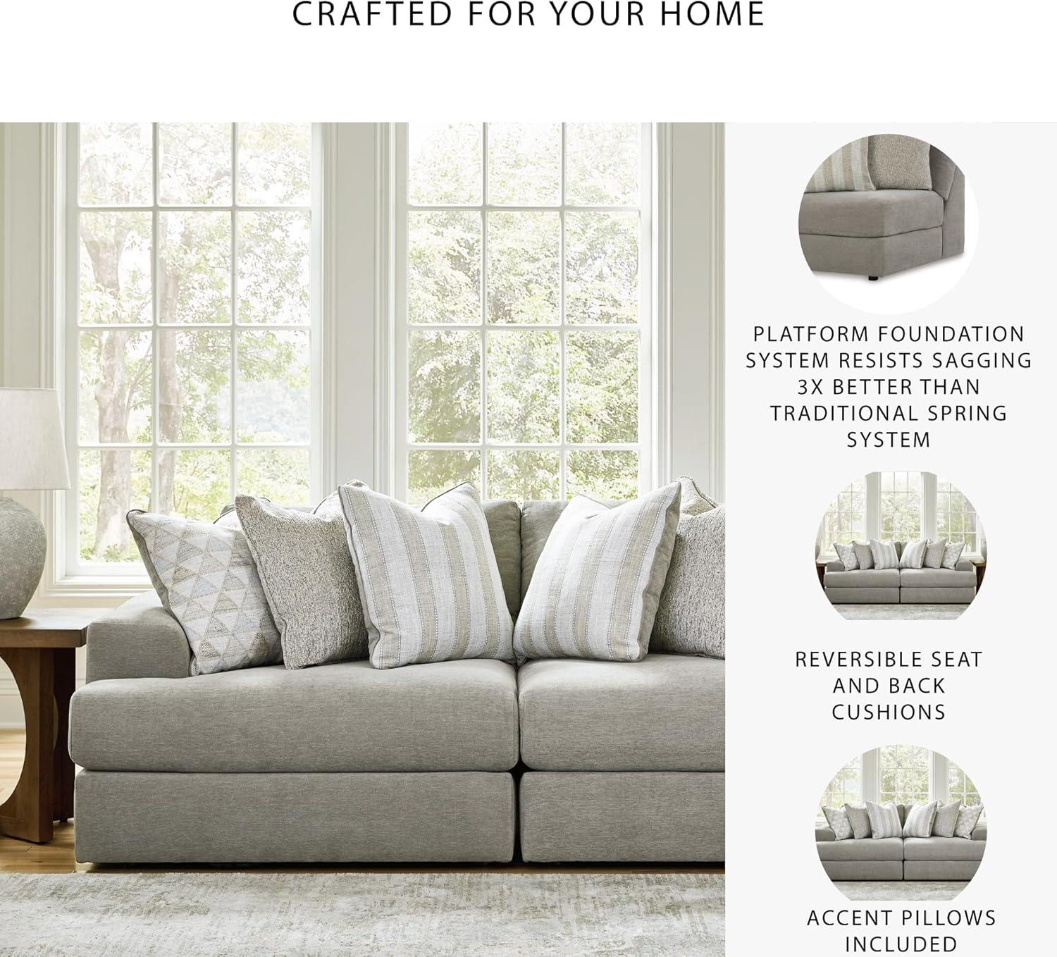 imageSignature Design by Ashley Casual Avaliyah LShape LeftArm Facing 6Piece Sectional with Reversible Cushion and Armrest GrayGrey