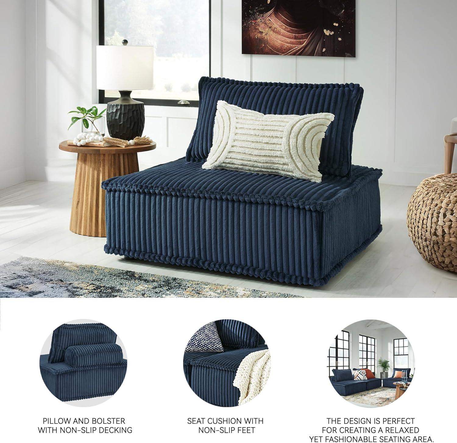 imageSignature Design by Ashley Casual Bales LShape Tufted 5Piece Modular Seating with Non Slip Deck and Non Slip Feet BeigeBlue