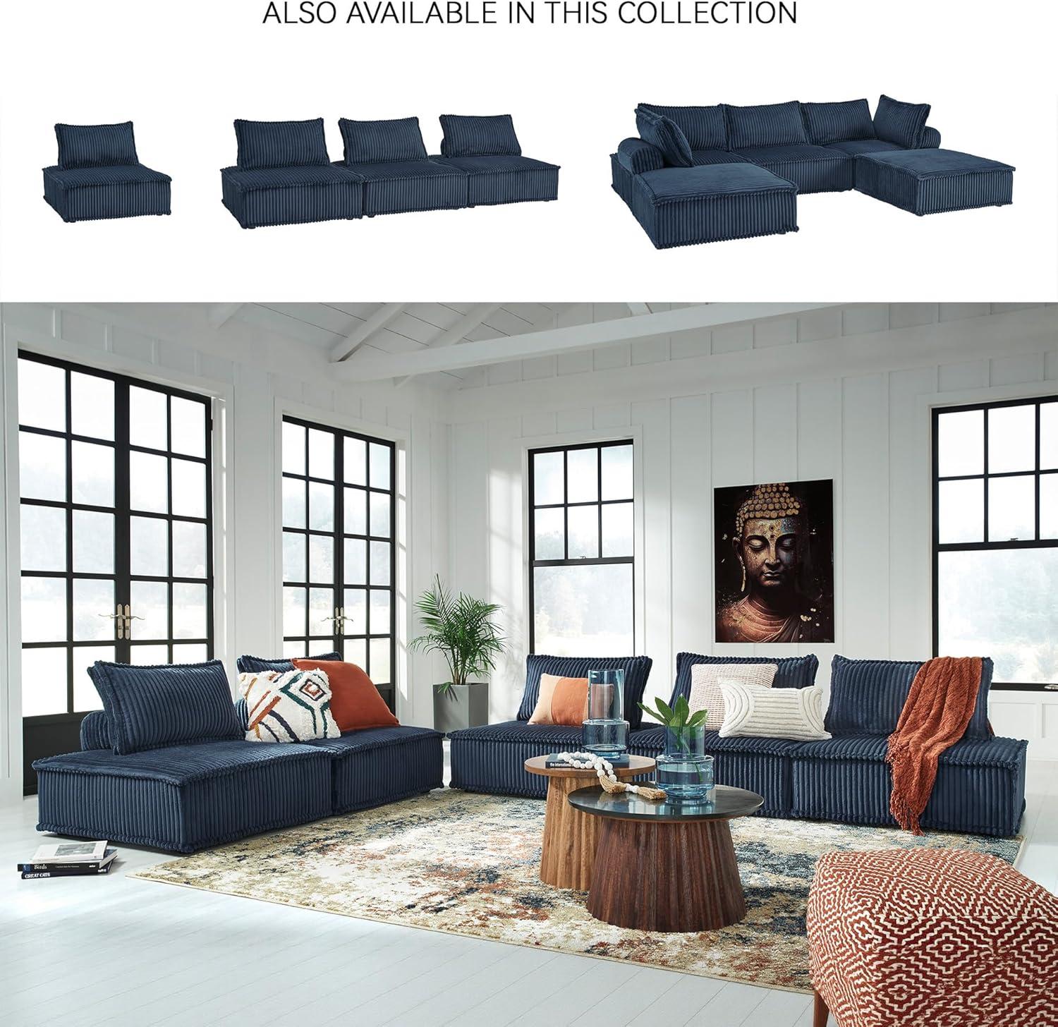 imageSignature Design by Ashley Casual Bales LShape Tufted 5Piece Modular Seating with Non Slip Deck and Non Slip Feet BeigeBlue