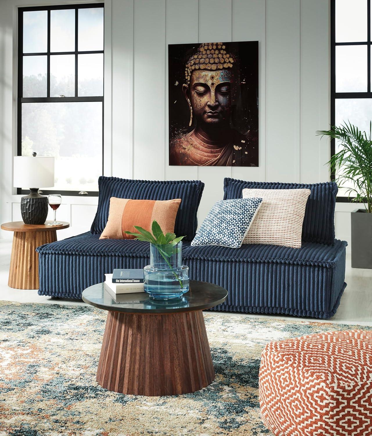 imageSignature Design by Ashley Casual Bales LShape Tufted 5Piece Modular Seating with Non Slip Deck and Non Slip Feet BeigeBlue