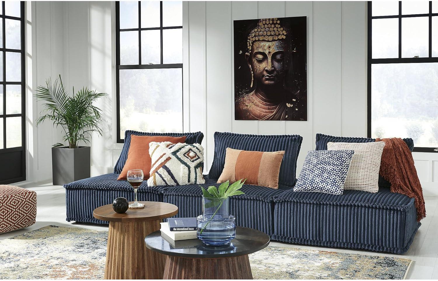 imageSignature Design by Ashley Casual Bales LShape Tufted 5Piece Modular Seating with Non Slip Deck and Non Slip Feet BeigeBlue