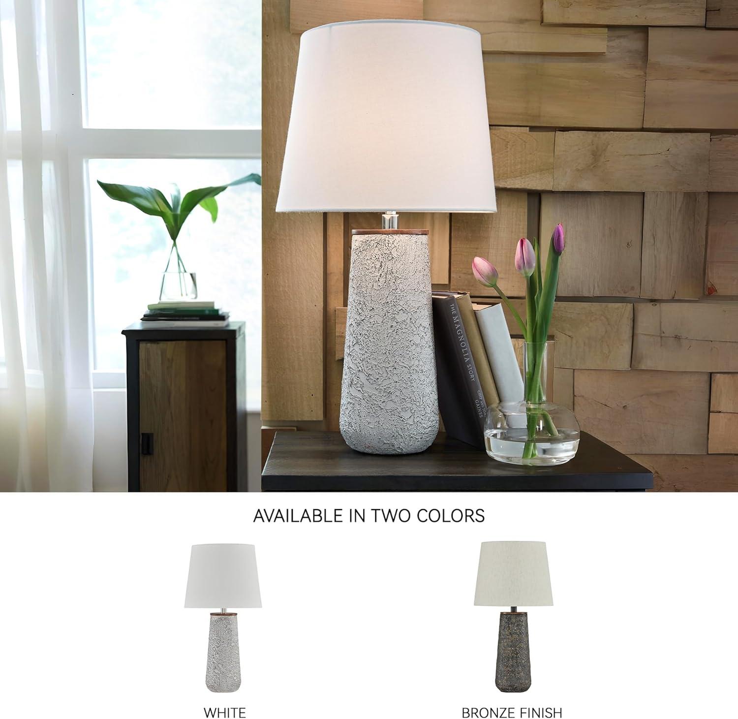 imageSignature Design by Ashley Chaston Casual Modern Table Lamp Set 2 Count Antique Bronze FinishAntique White