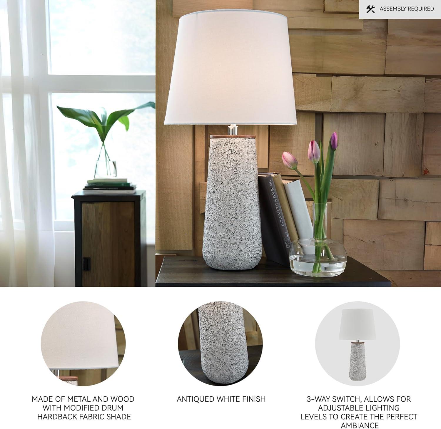 imageSignature Design by Ashley Chaston Casual Modern Table Lamp Set 2 Count Antique Bronze FinishAntique White