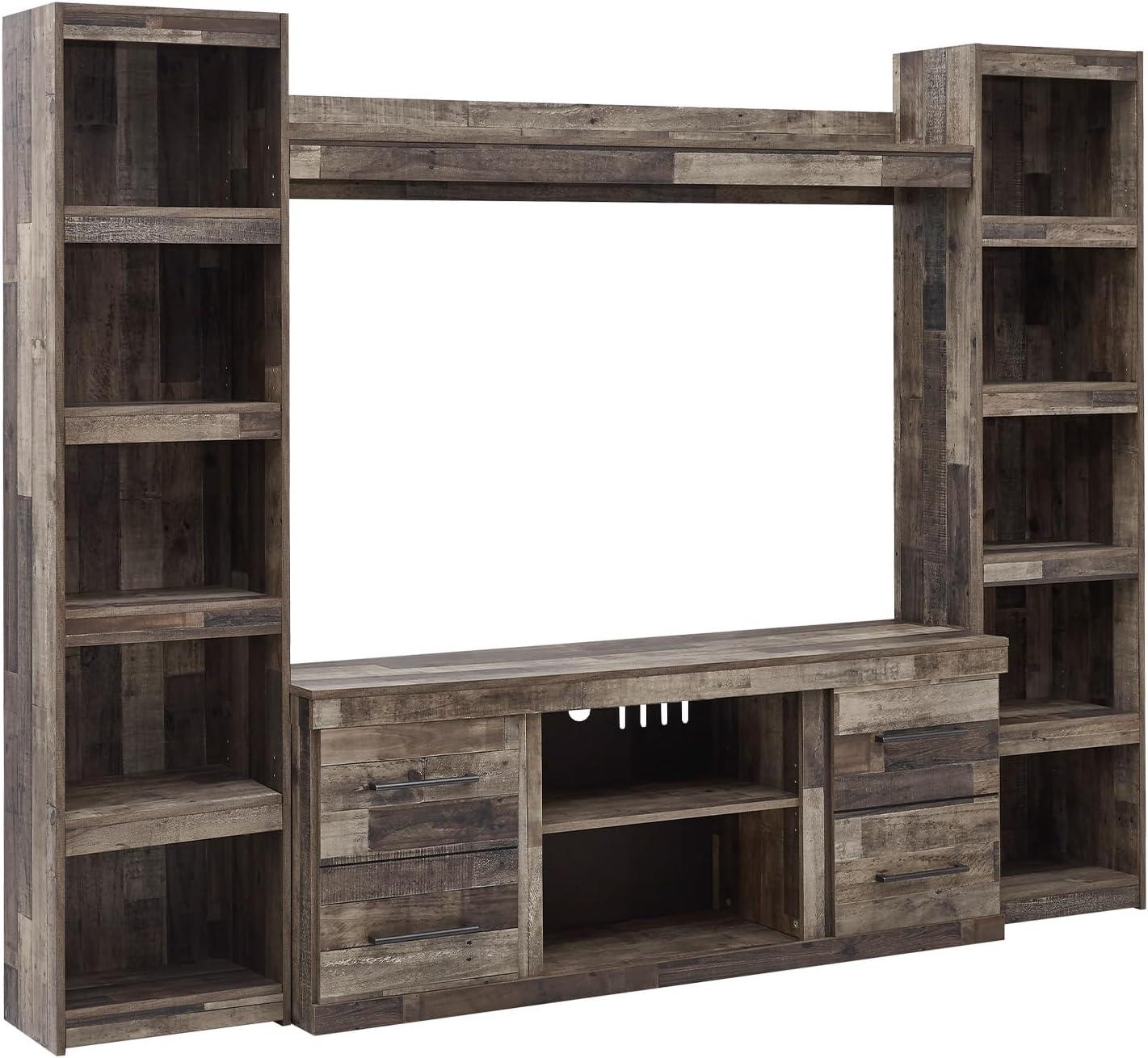 imageSignature Design by Ashley Derekson Farmhouse 60quot TV Stand with Electric Fireplace for TVs up to 69quot GrayMulti Gray