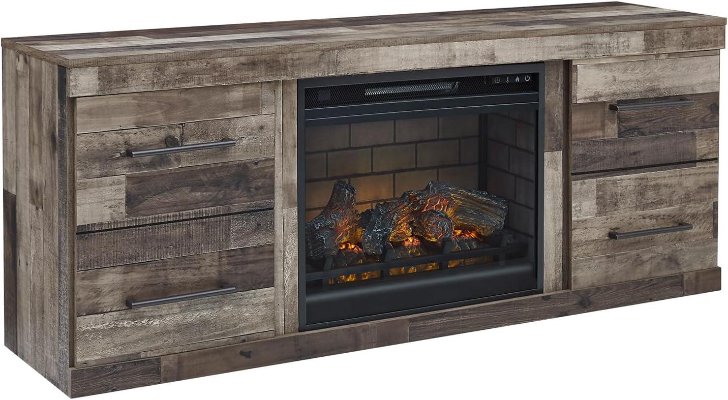 imageSignature Design by Ashley Derekson Farmhouse 60quot TV Stand with Electric Fireplace for TVs up to 69quot GrayMulti Gray