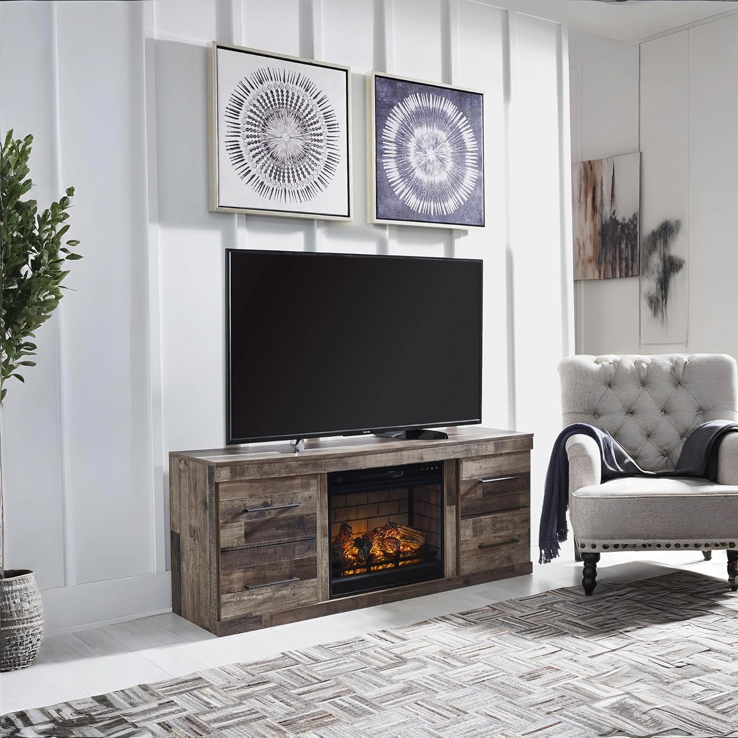 imageSignature Design by Ashley Derekson Farmhouse 60quot TV Stand with Electric Fireplace for TVs up to 69quot GrayMulti Gray