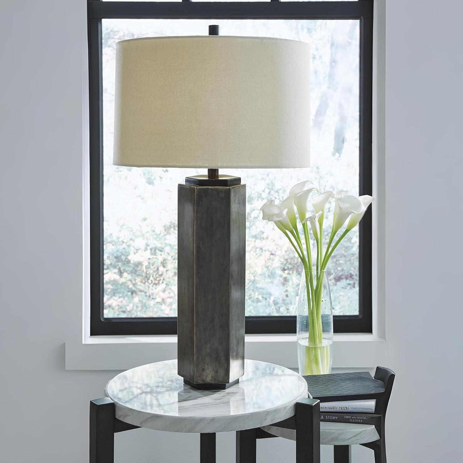 imageSignature Design by Ashley Dirkton Contemporary 3138quot Table Lamp Antique Pewter Finish