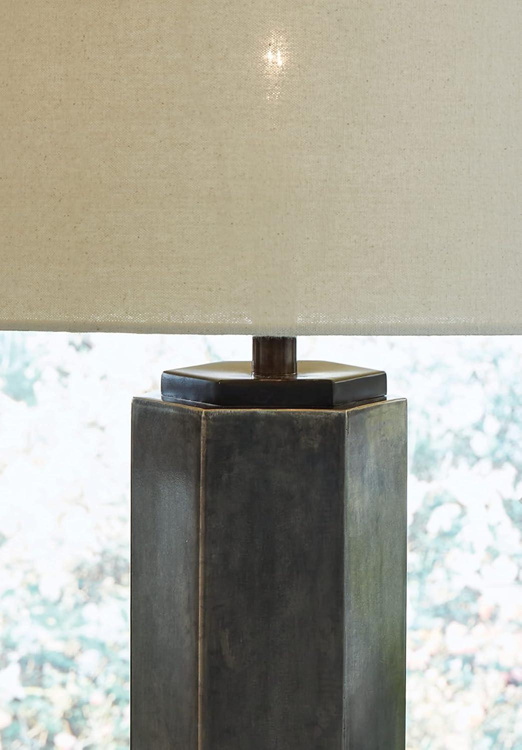 imageSignature Design by Ashley Dirkton Contemporary 3138quot Table Lamp Antique Pewter Finish