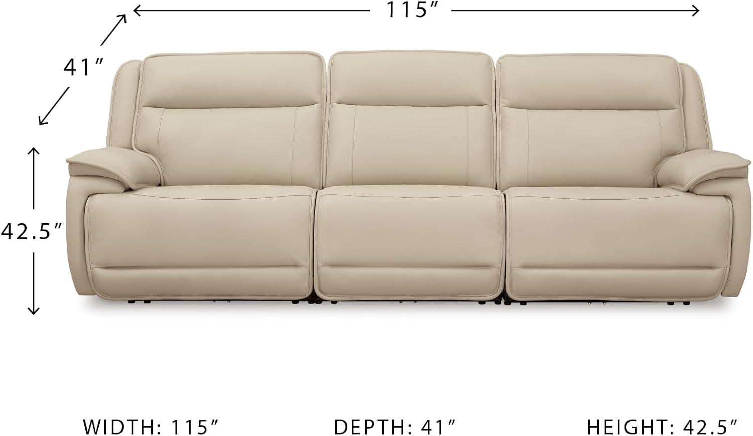 imageSignature Design by Ashley Double Deal Contemporary Leather Match 5Piece Power Reclining Sectional with Armrest USB Port and Storage Beige3Piece Power Reclining Sofa Sectional