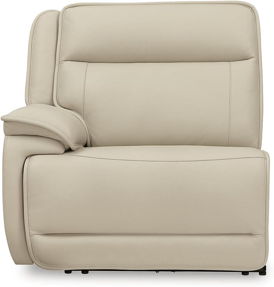 imageSignature Design by Ashley Double Deal Contemporary Leather Match 5Piece Power Reclining Sectional with Armrest USB Port and Storage Beige4Piece Reclining Sectional