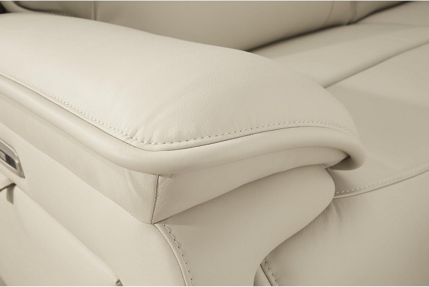 imageSignature Design by Ashley Double Deal Contemporary Leather Match 5Piece Power Reclining Sectional with Armrest USB Port and Storage Beige6Piece Power Reclining Sectional