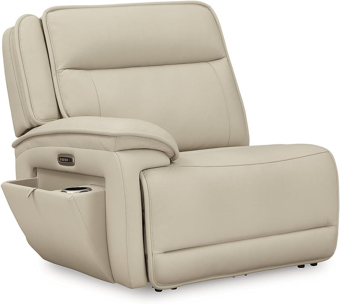 imageSignature Design by Ashley Double Deal Contemporary Leather Match 5Piece Power Reclining Sectional with Armrest USB Port and Storage Beige6Piece Reclining Sectional