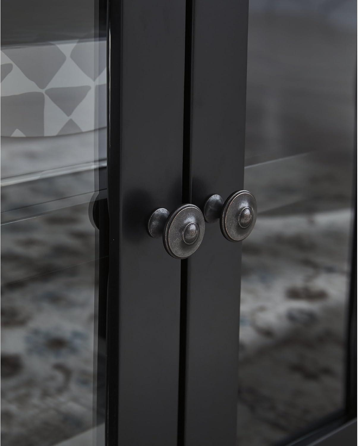 imageSignature Design by Ashley Entertainment Accessories Vintage 64quot TV Stand with Electric Fireplace and LED Lights for TVs up to 72quot WhitewashBlack