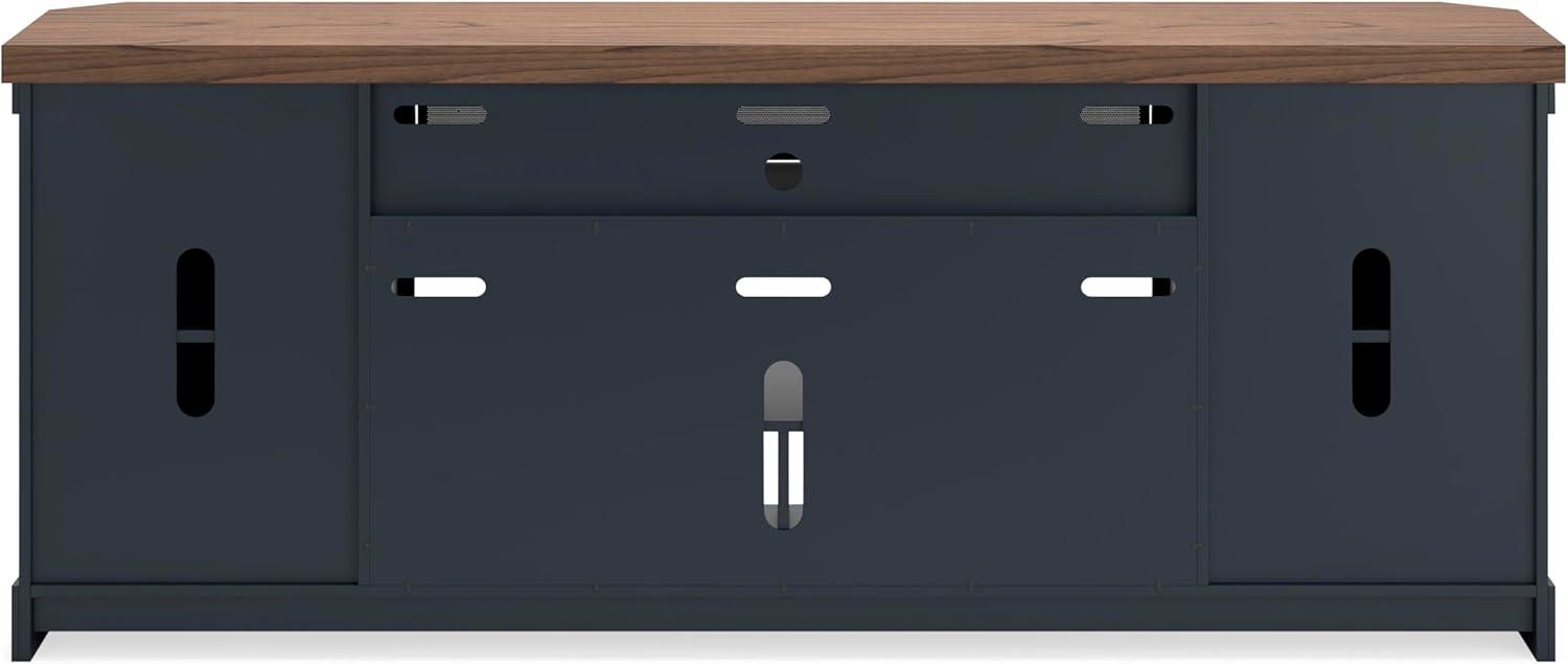 imageSignature Design by Ashley Entertainment Accessories Vintage 64quot TV Stand with Electric Fireplace and LED Lights for TVs up to 72quot WhitewashTwotone