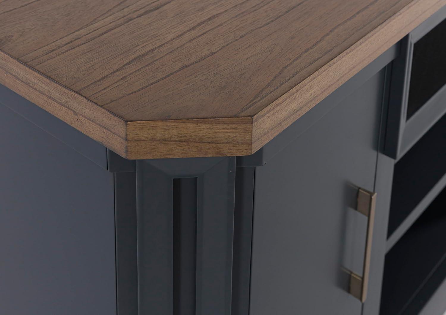 imageSignature Design by Ashley Entertainment Accessories Vintage 64quot TV Stand with Electric Fireplace and LED Lights for TVs up to 72quot WhitewashTwotone