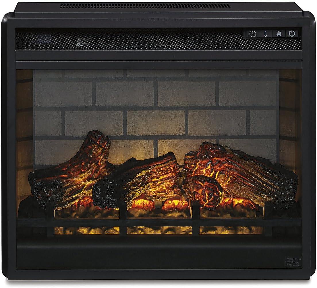 imageSignature Design by Ashley Entertainment Accessories Vintage 64quot TV Stand with Electric Fireplace and LED Lights for TVs up to 72quot WhitewashWhitewash