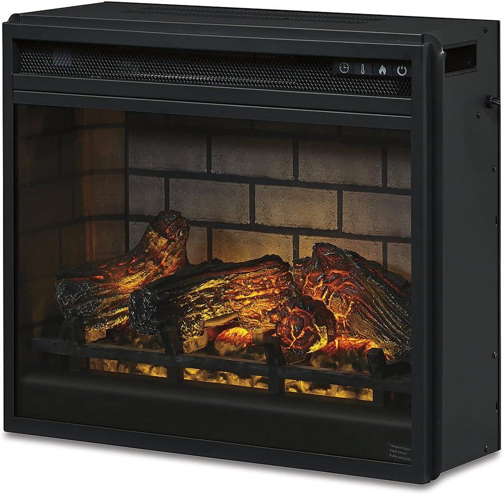 imageSignature Design by Ashley Entertainment Accessories Vintage 64quot TV Stand with Electric Fireplace and LED Lights for TVs up to 72quot WhitewashWhitewash