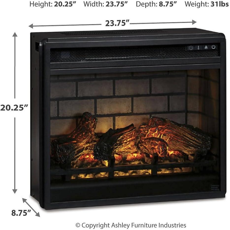 imageSignature Design by Ashley Entertainment Accessories Vintage 64quot TV Stand with Electric Fireplace and LED Lights for TVs up to 72quot WhitewashWhitewash