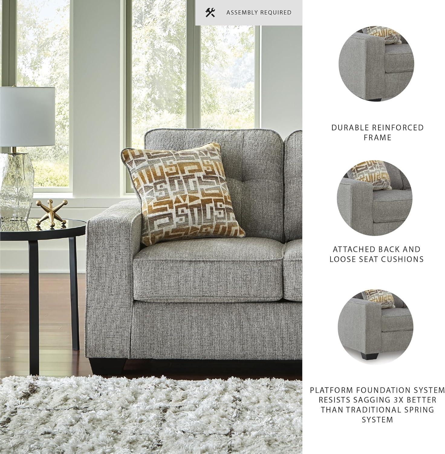imageSignature Design by Ashley Fanciful Classic Loveseat with Tufted Cushion and Removable Cushion Light Gray