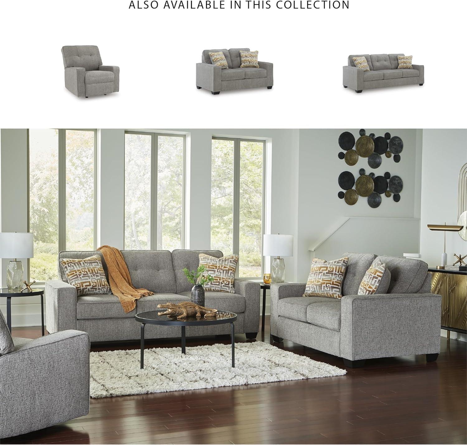 imageSignature Design by Ashley Fanciful Classic Sofa Sleeper with Tufted Cushion Removable Cushion and BiFold Memory Foam Mattress Queen Light GrayLight Gray