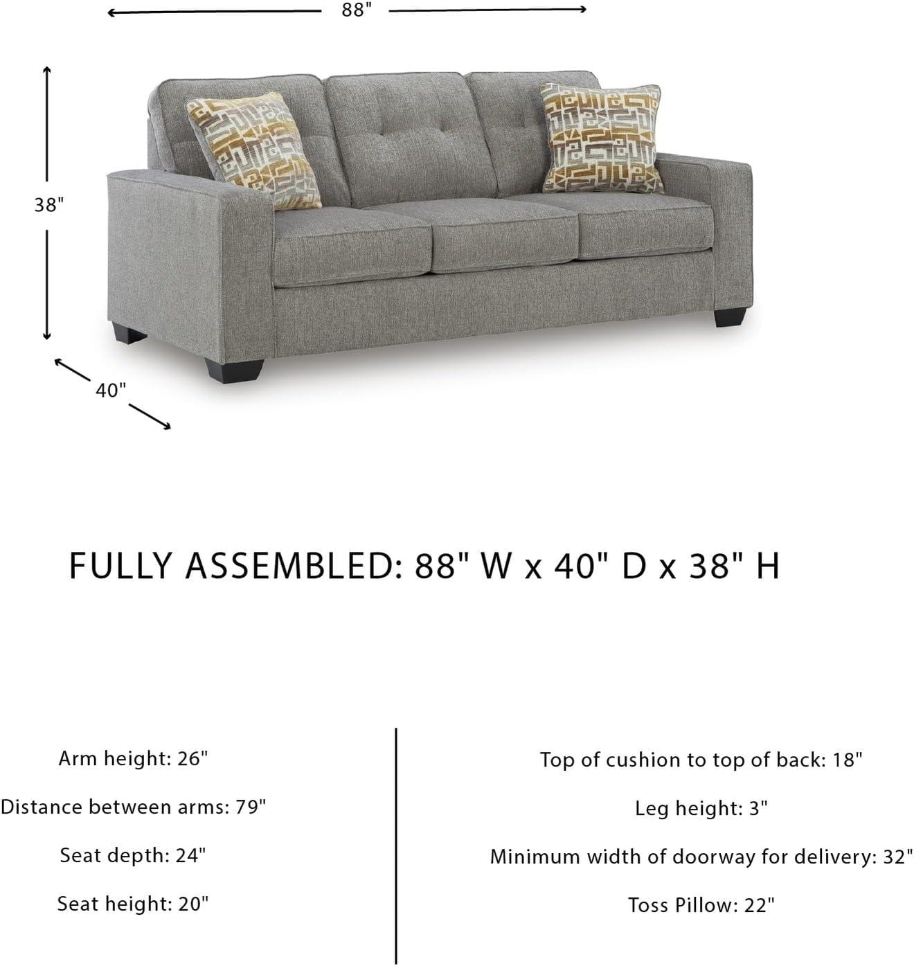 imageSignature Design by Ashley Fanciful Classic Sofa with Tufted Cushion and Removable Cushion Light Gray