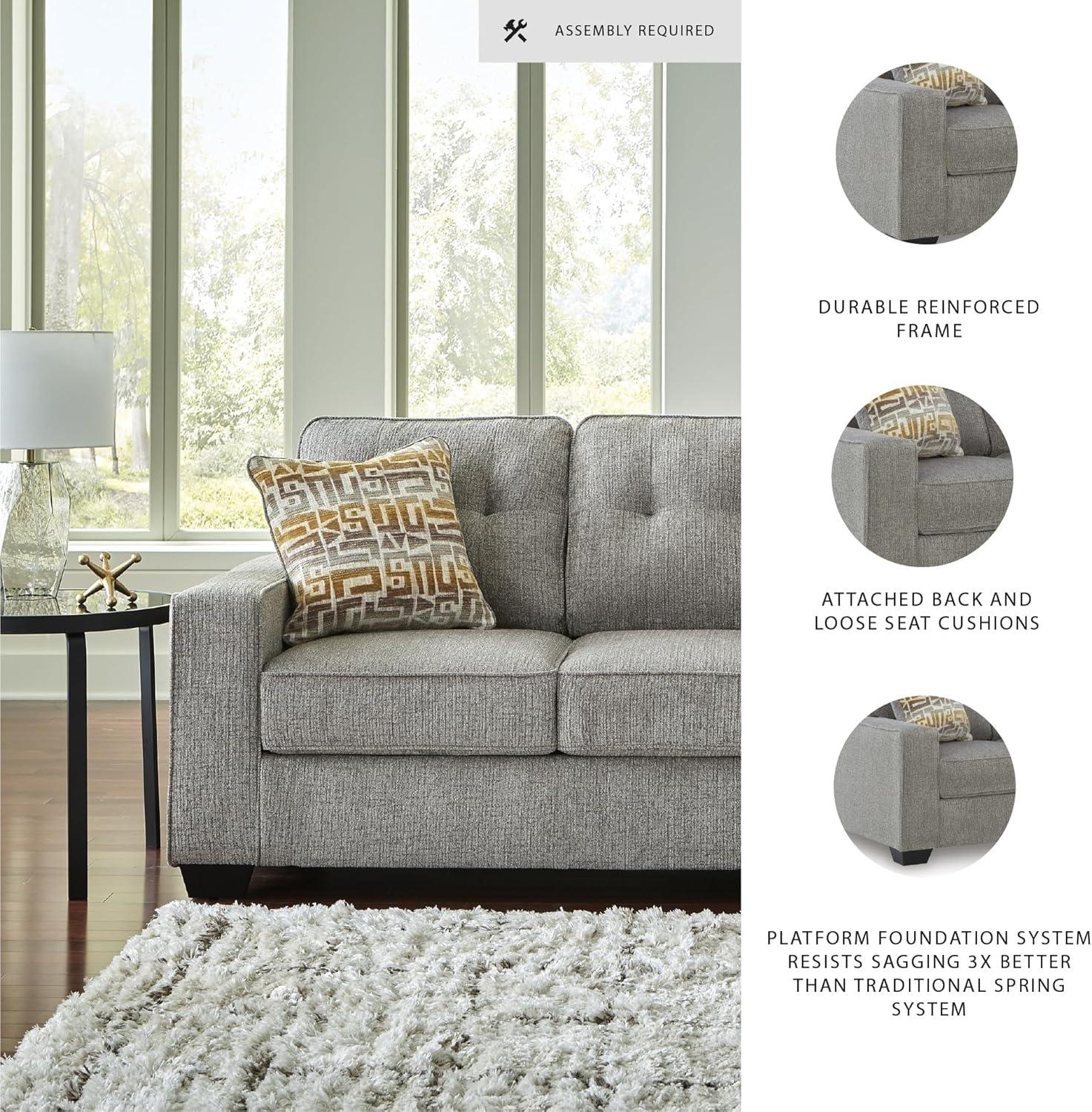 imageSignature Design by Ashley Fanciful Classic Sofa with Tufted Cushion and Removable Cushion Light Gray