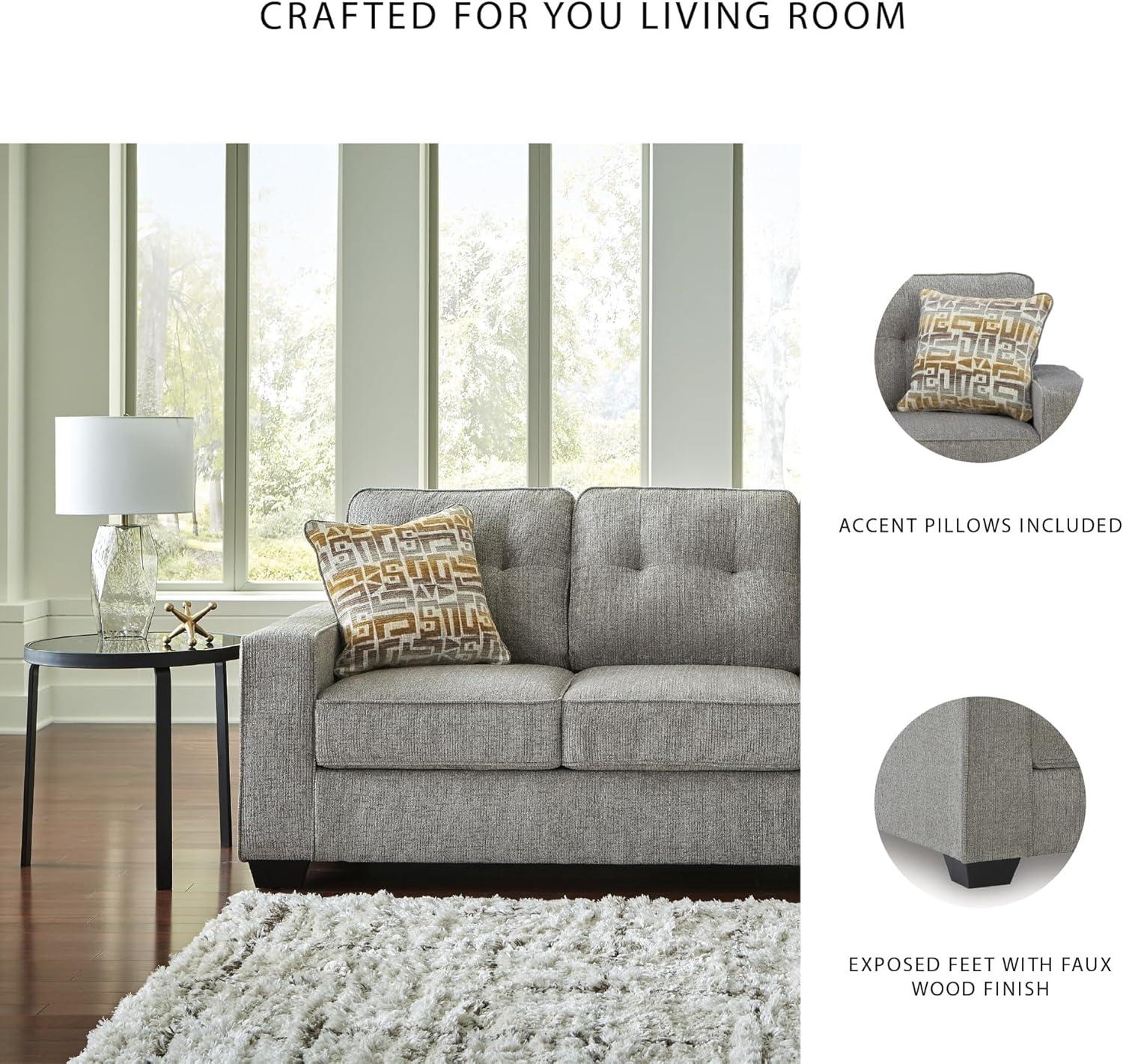 imageSignature Design by Ashley Fanciful Classic Sofa with Tufted Cushion and Removable Cushion Light Gray