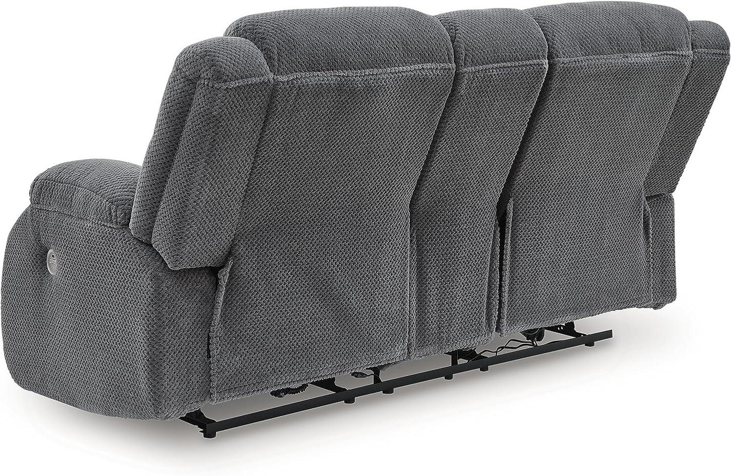 imageSignature Design by Ashley Free Wake Modern Power Reclining Loveseat with Console USB Charging Port Storage and 2 Cup Holders Gray