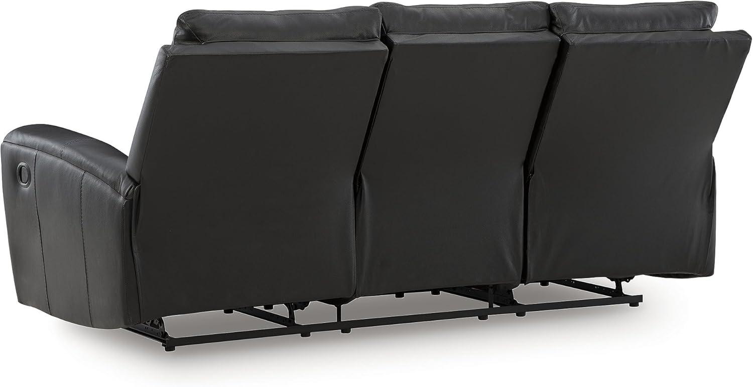 imageSignature Design by Ashley Glassmere Contemporary DualSided Leather Match Reclining Sofa with Position Lock Black