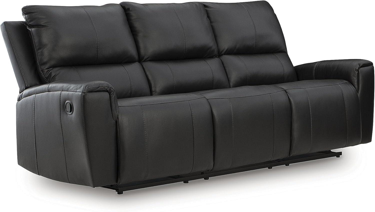 imageSignature Design by Ashley Glassmere Contemporary DualSided Leather Match Reclining Sofa with Position Lock Black