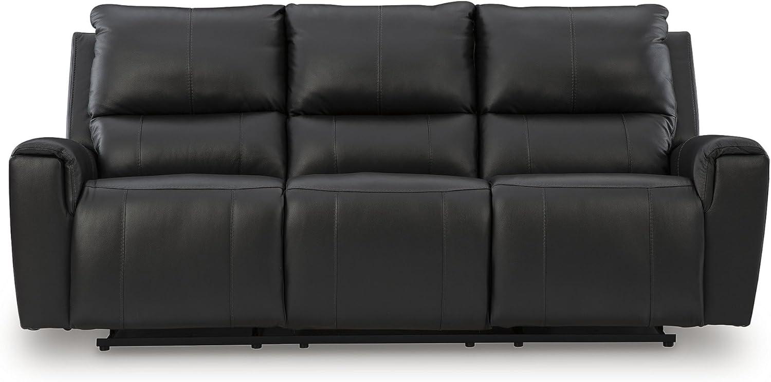 imageSignature Design by Ashley Glassmere Contemporary DualSided Leather Match Reclining Sofa with Position Lock Black