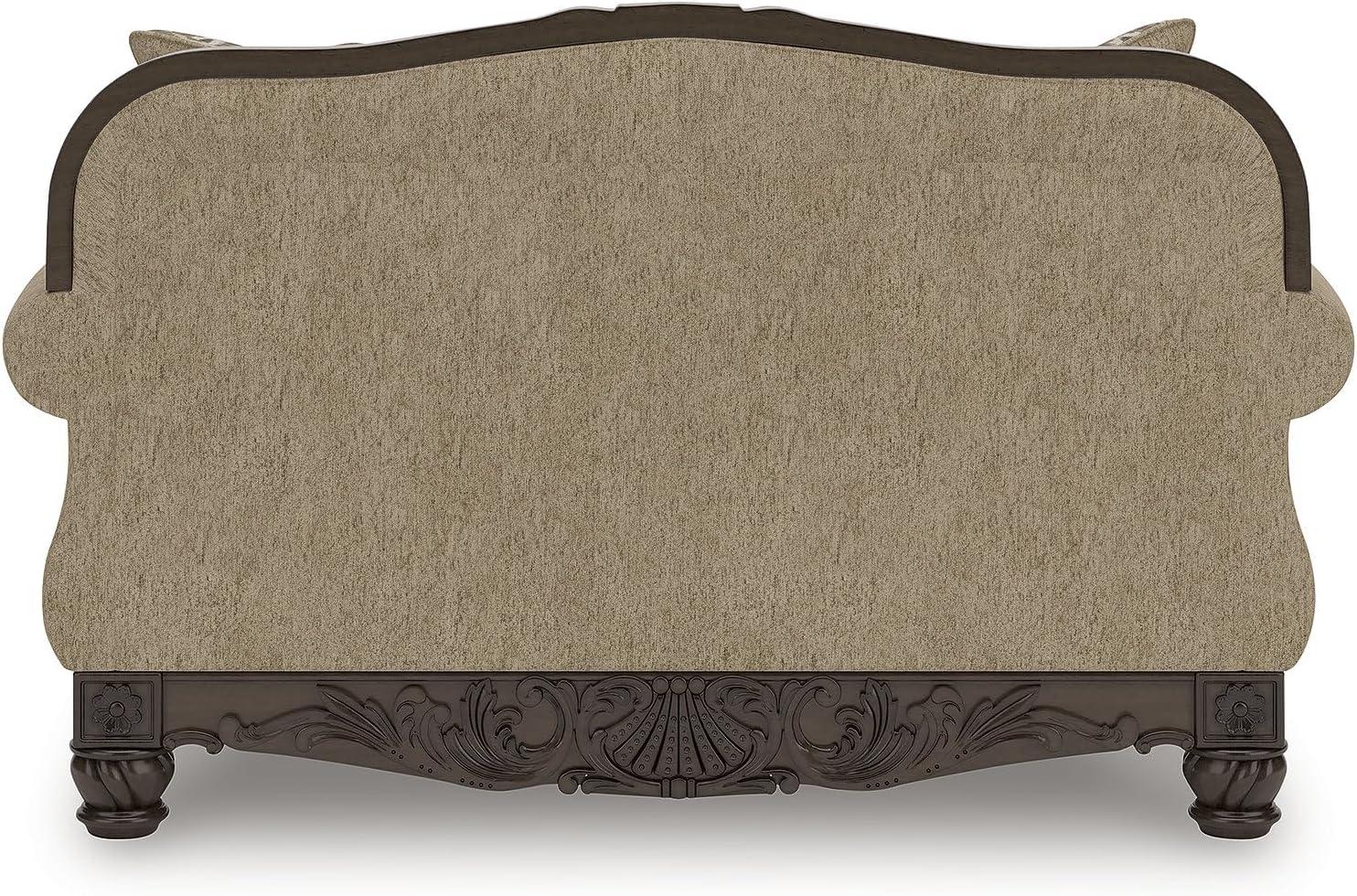 imageSignature Design by Ashley Havenworth Classic Anti Sag Loveseat with Reversible Seat Cushion and 2 Accent Pillows Beige ampamp Dark Brown