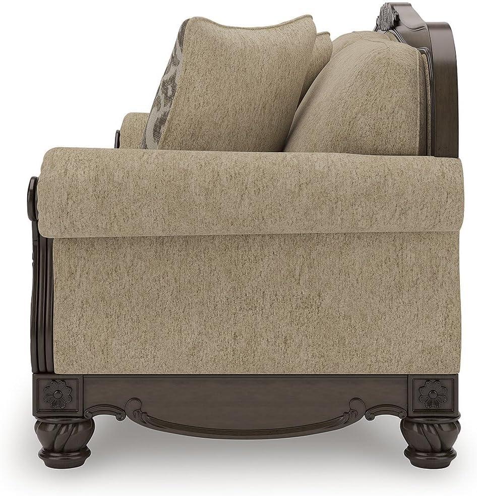 imageSignature Design by Ashley Havenworth Classic Anti Sag Sofa with Reversible Seat Cushion and 4 Accent Pillows Beige ampamp Dark Brown