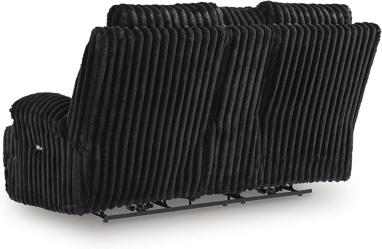 imageSignature Design by Ashley Higgesbee Contemporary Reclining Loveseat with Console USB Charging Port Storage and 2 Cup Holders Black