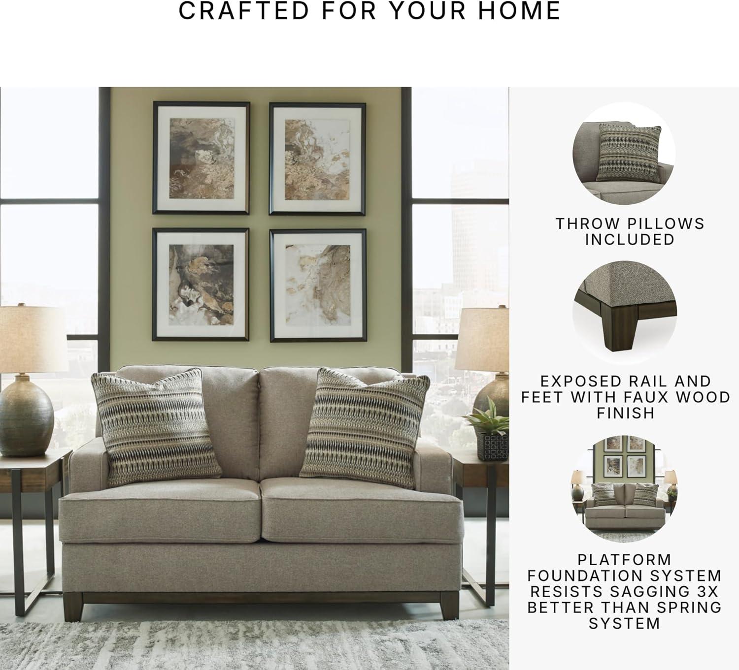 imageSignature Design by Ashley Kaywood Modern Loveseat with Accent Pillows Gray