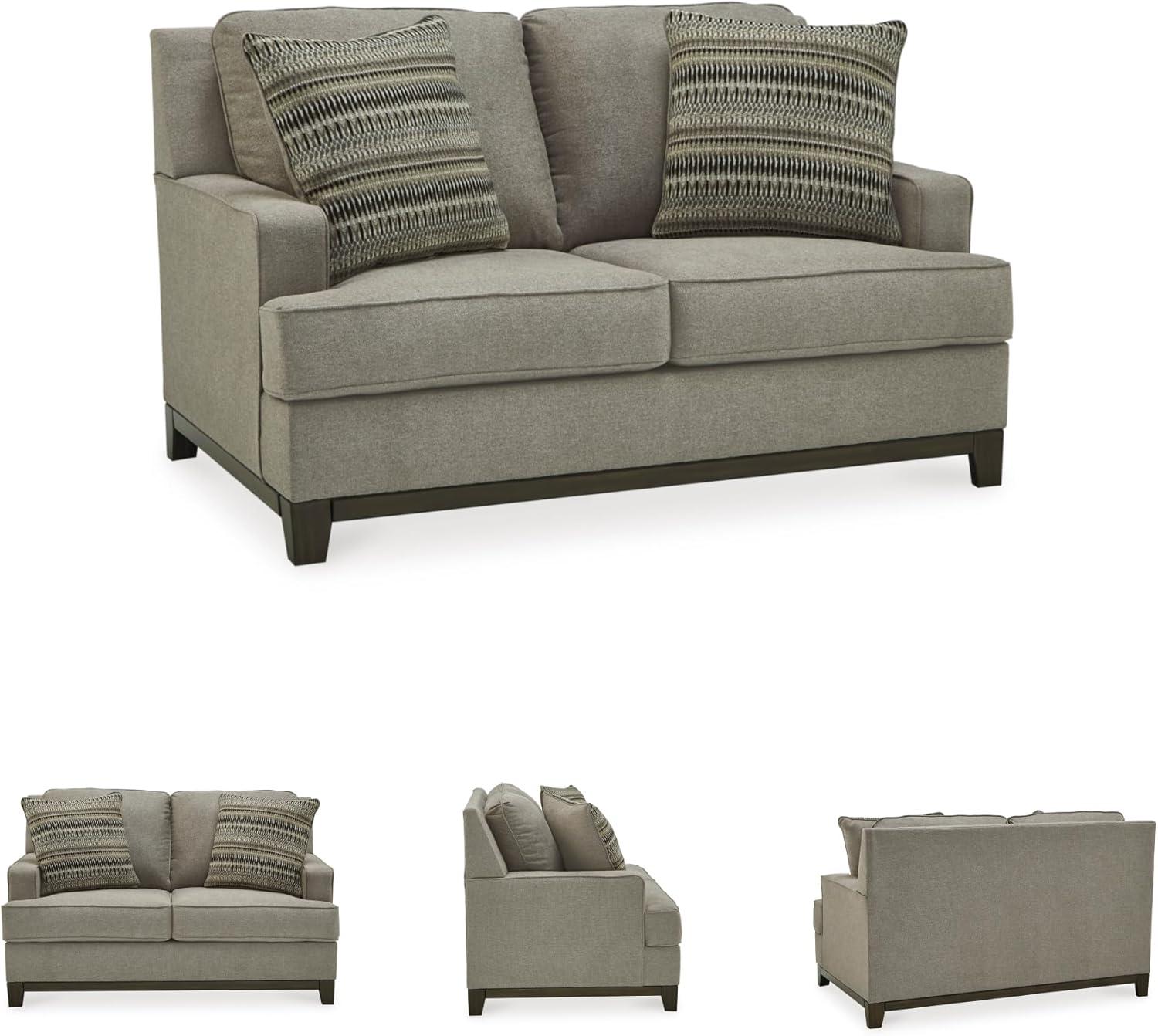 imageSignature Design by Ashley Kaywood Modern Loveseat with Accent Pillows Gray