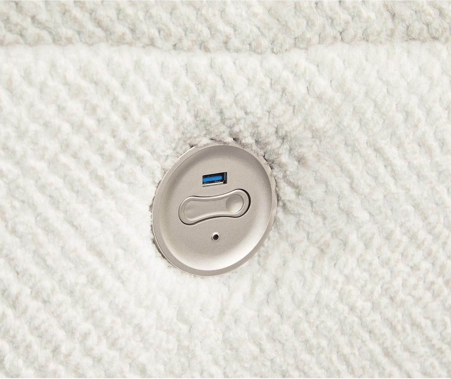 imageSignature Design by Ashley Keensburg Modern LShaped Left Arm Facing 3Piece Power Reclining Sectional with USB Ports Console Storage and 2 Cup Holders WhiteRight Arm Facing