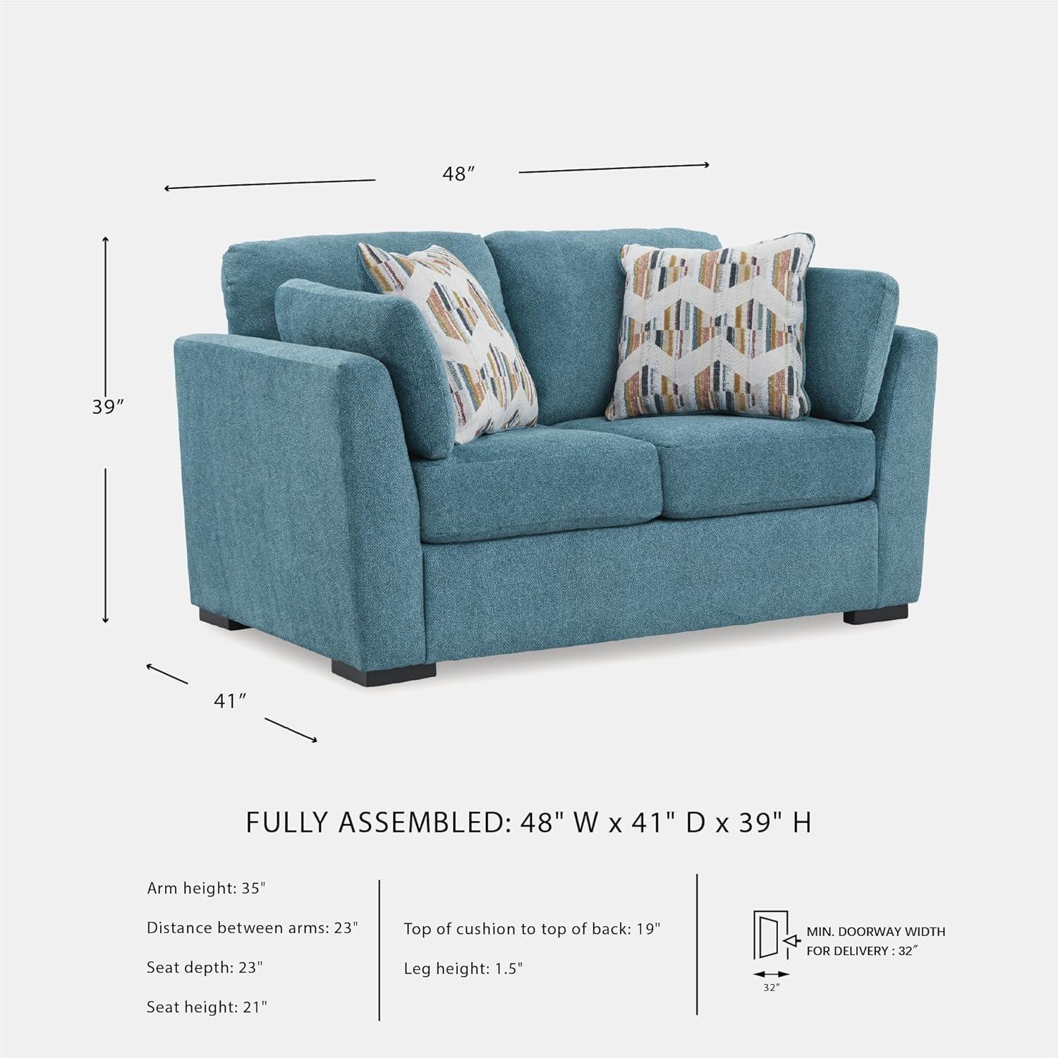 imageSignature Design by Ashley Keerwick Scandinavian Loveseat with 4 Toss Pillows YellowBlue