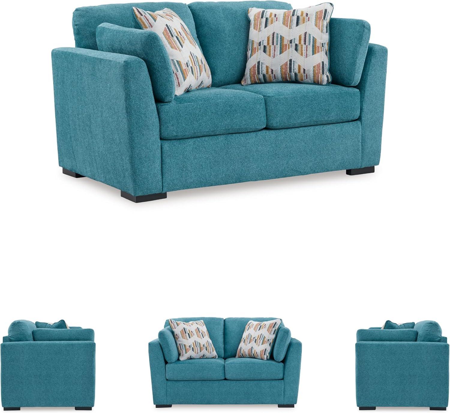 imageSignature Design by Ashley Keerwick Scandinavian Loveseat with 4 Toss Pillows YellowBlue