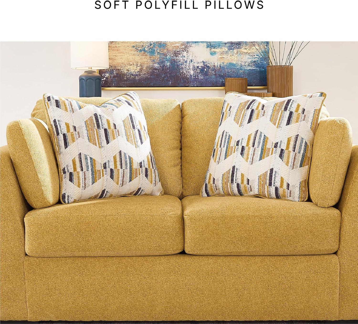 imageSignature Design by Ashley Keerwick Scandinavian Loveseat with 4 Toss Pillows YellowYellow