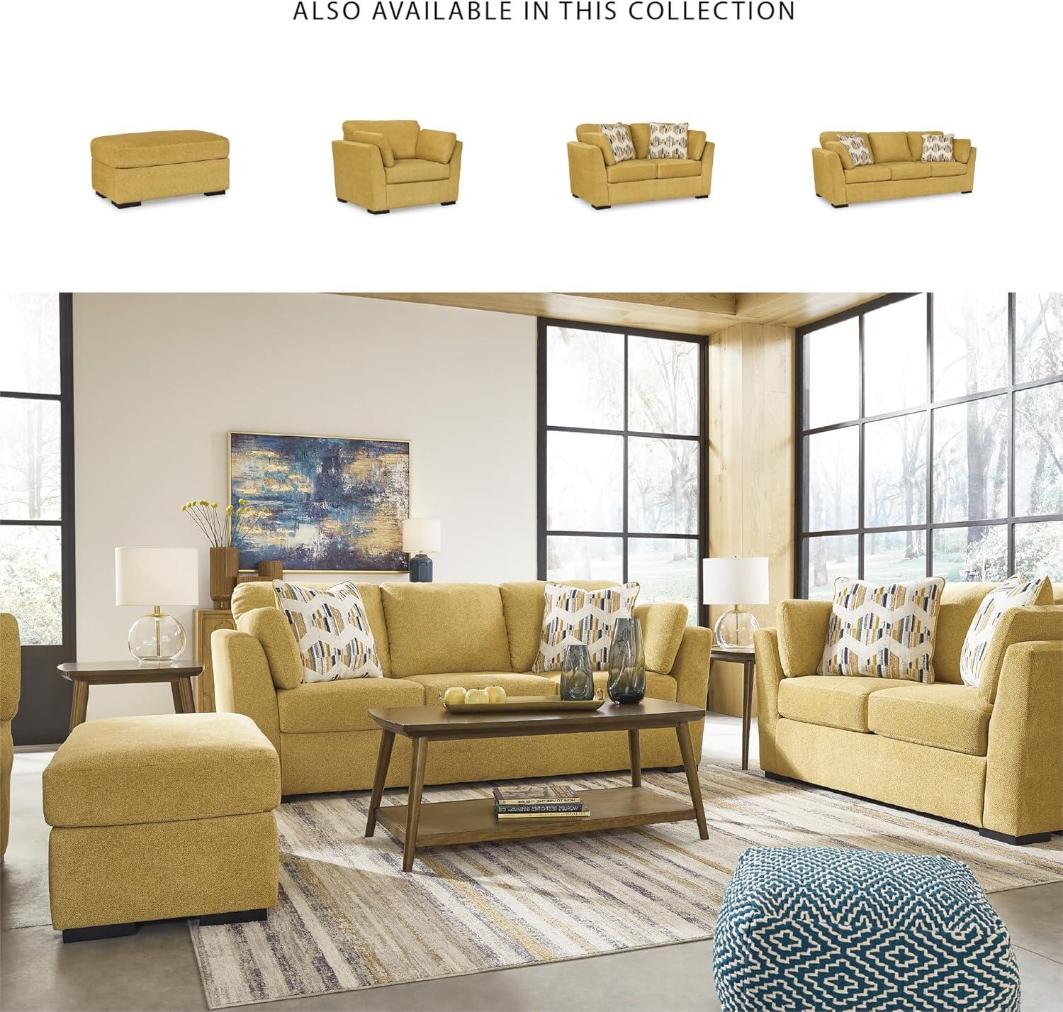 imageSignature Design by Ashley Keerwick Scandinavian Loveseat with 4 Toss Pillows YellowYellow