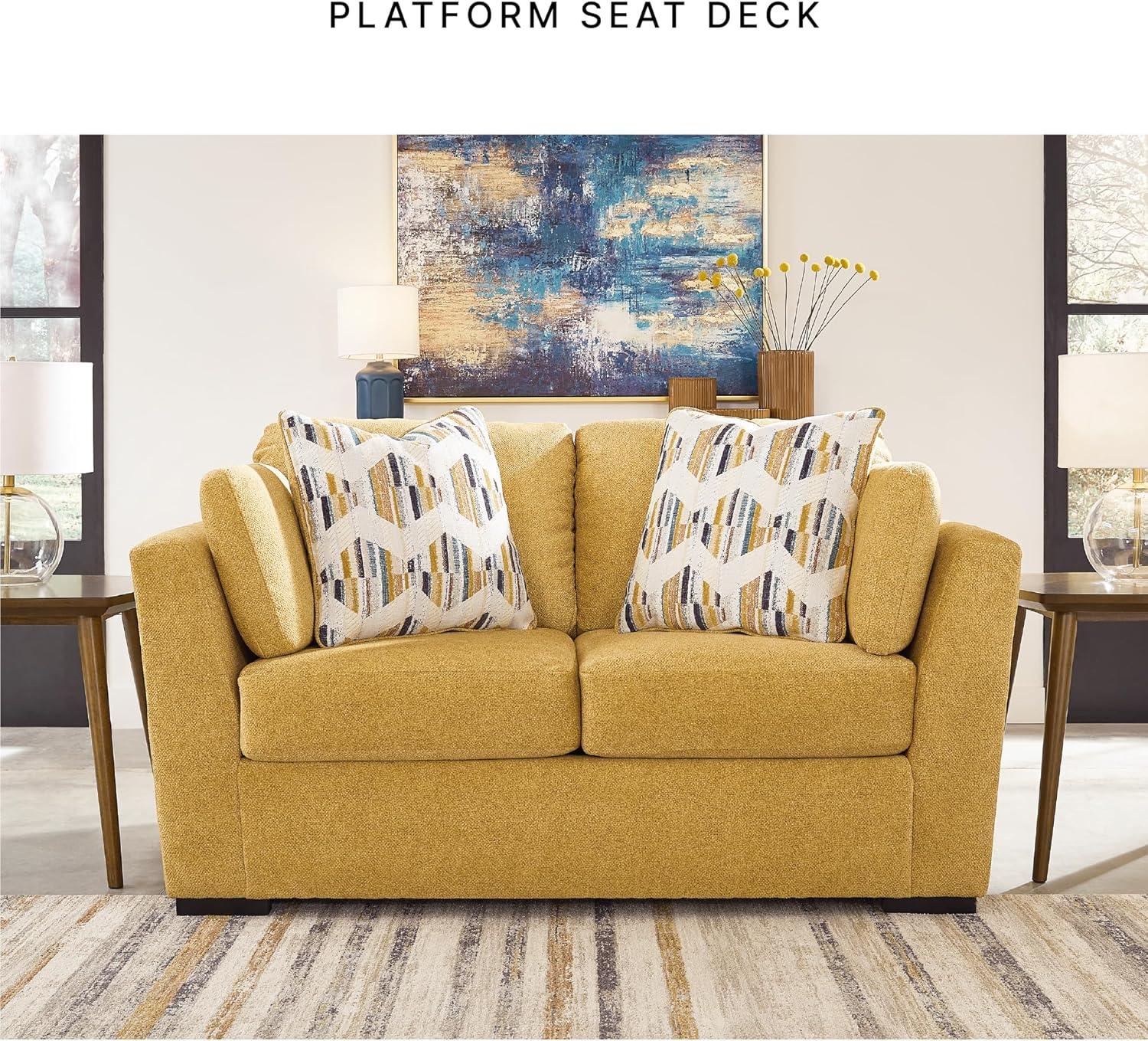 imageSignature Design by Ashley Keerwick Scandinavian Loveseat with 4 Toss Pillows YellowYellow