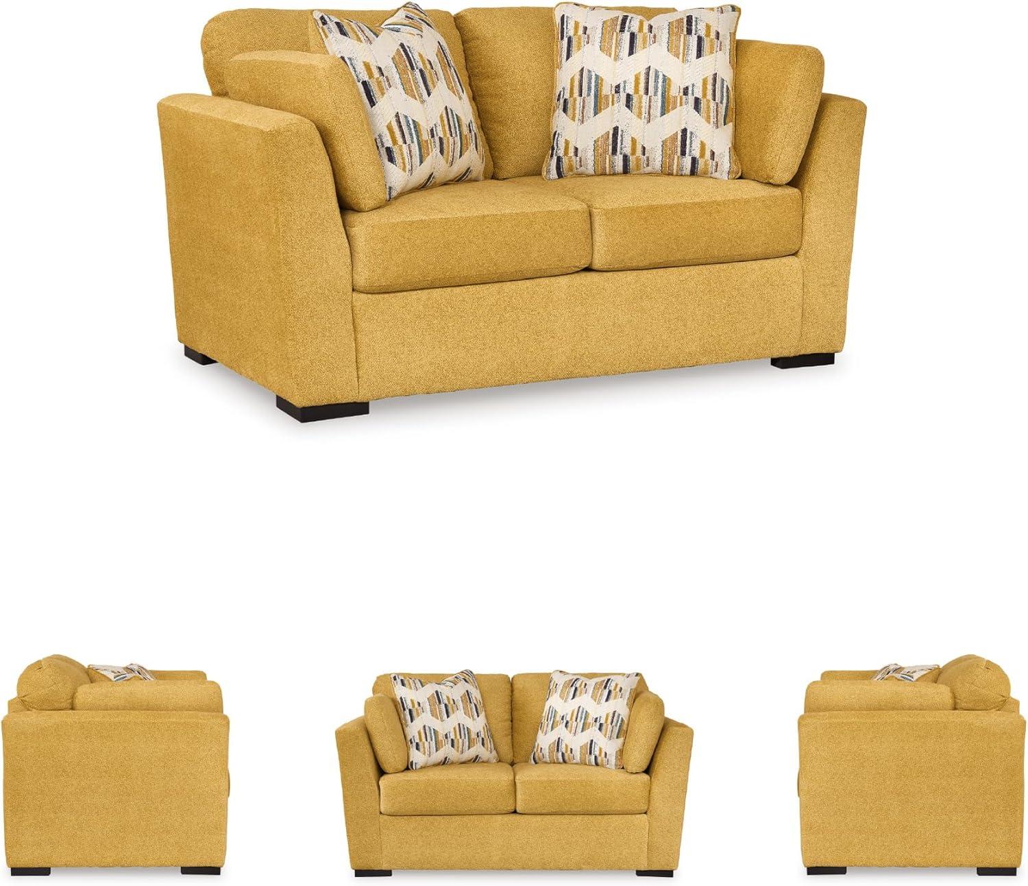 imageSignature Design by Ashley Keerwick Scandinavian Loveseat with 4 Toss Pillows YellowYellow