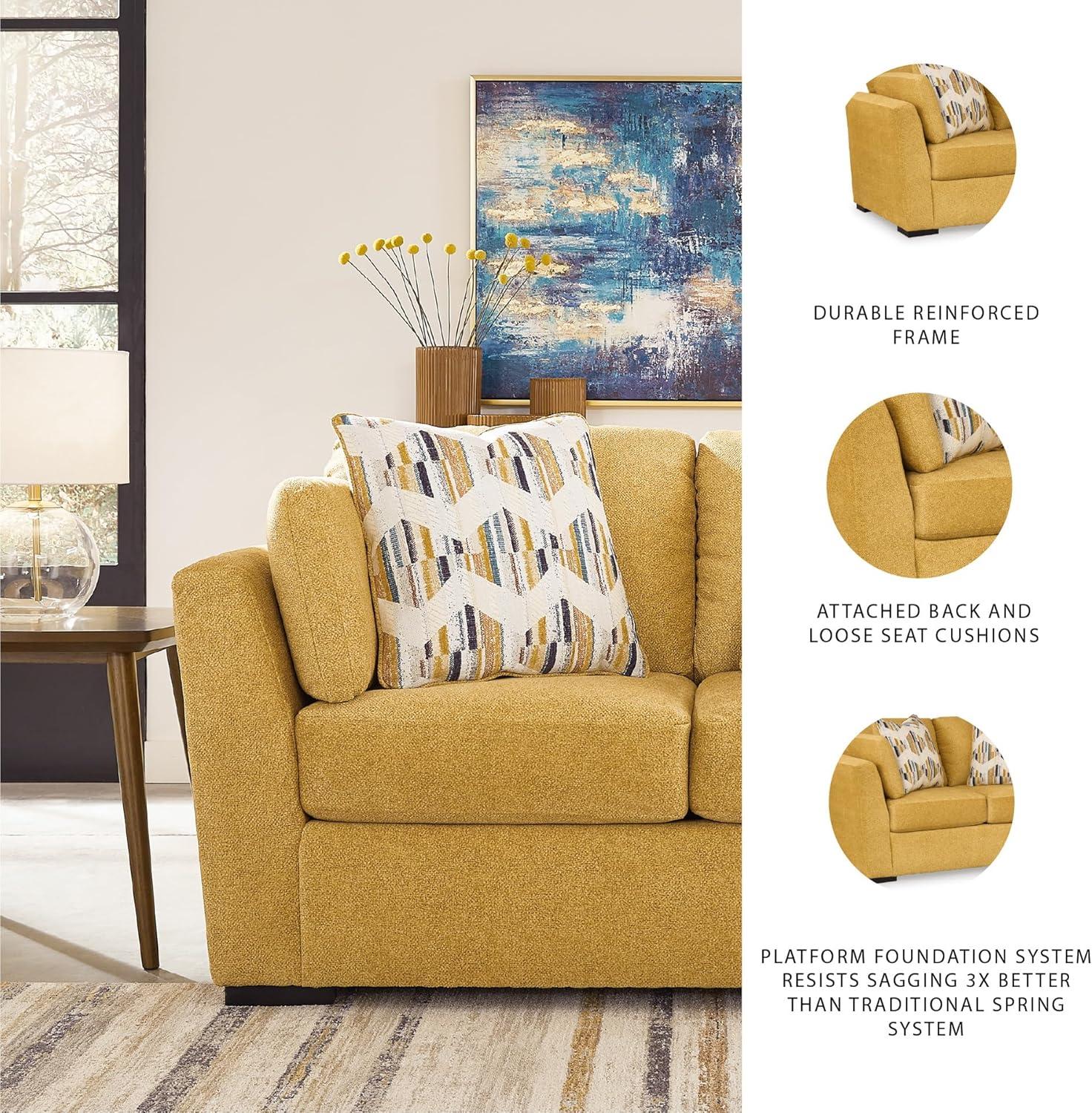 imageSignature Design by Ashley Keerwick Scandinavian Loveseat with 4 Toss Pillows YellowYellow