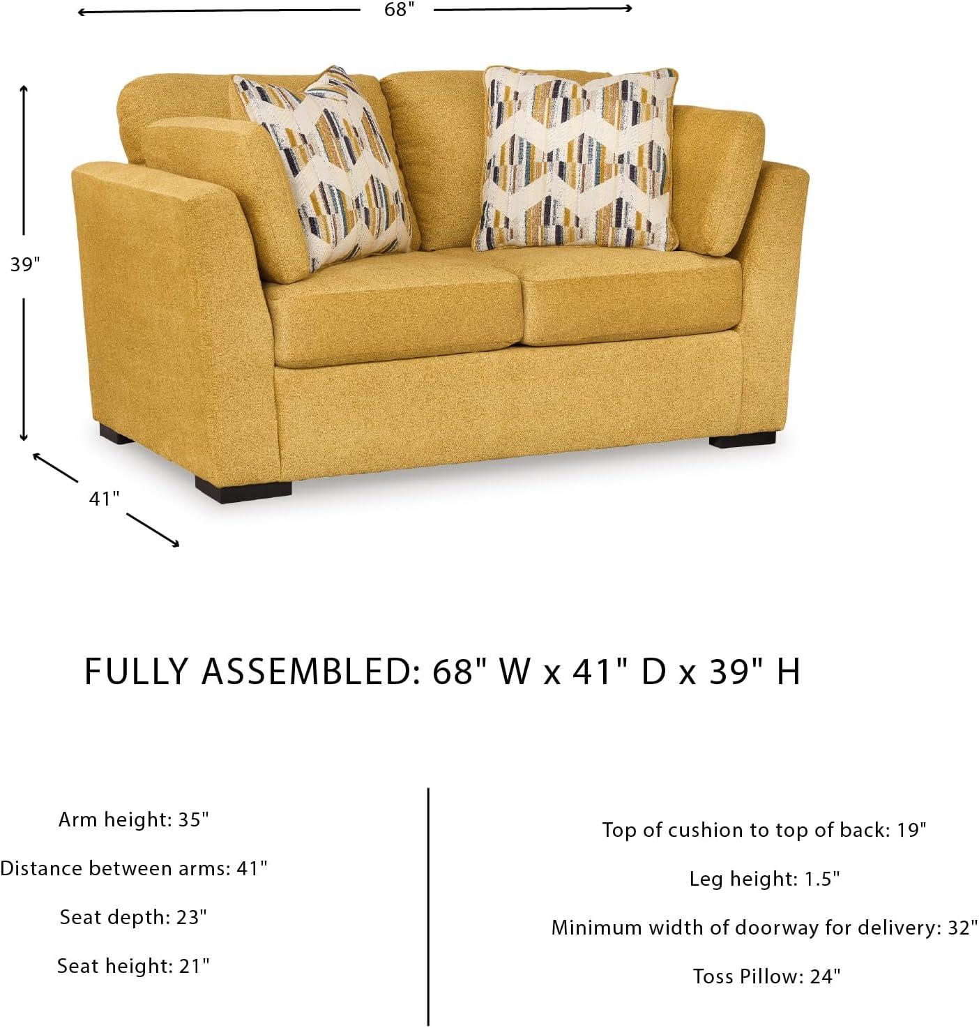 imageSignature Design by Ashley Keerwick Scandinavian Loveseat with 4 Toss Pillows YellowYellow