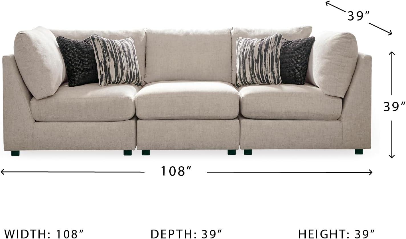 imageSignature Design by Ashley Kellway Casual 3Piece Sectional Sofa with Loose Cushions and 4 Accent Pillows BeigeBeige