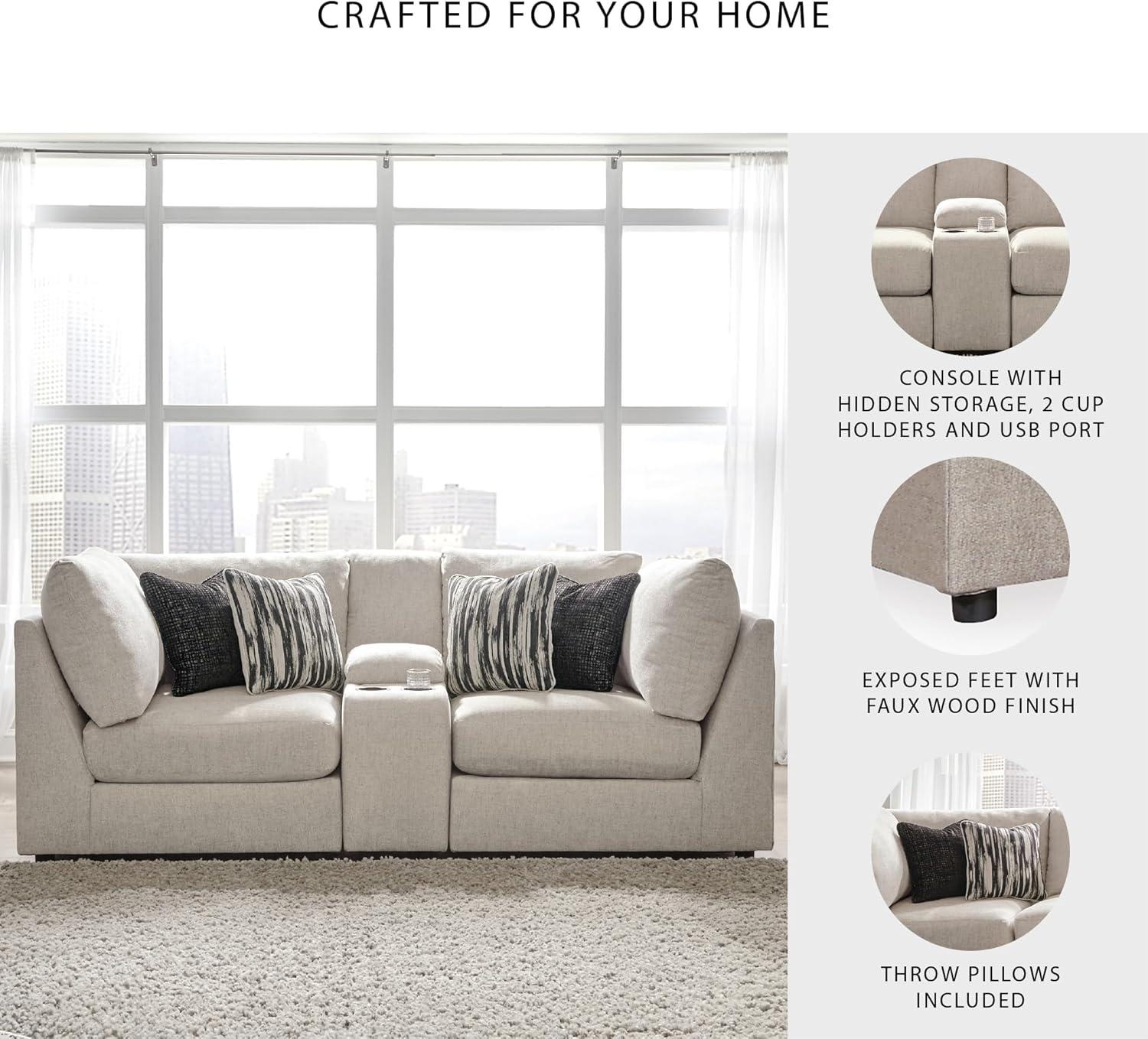 imageSignature Design by Ashley Kellway Casual 3Piece Sectional Sofa with Loose Cushions and 4 Accent Pillows BeigeBeige