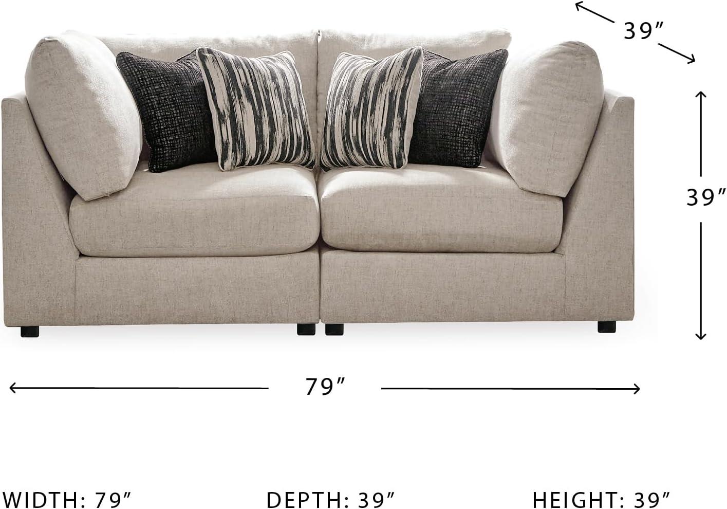imageSignature Design by Ashley Kellway Casual 3Piece Sectional Sofa with Loose Cushions and 4 Accent Pillows BeigeBeige