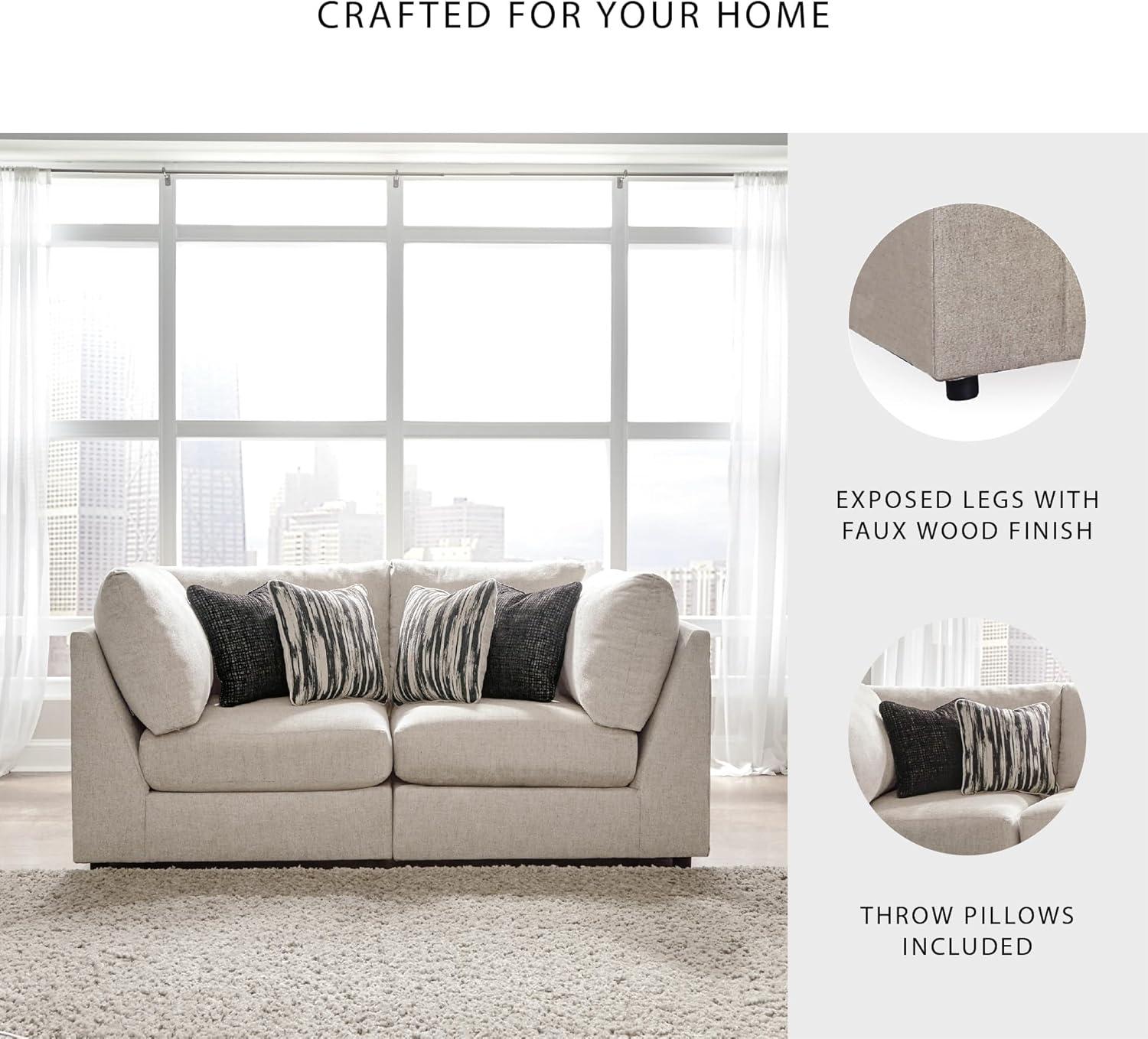 imageSignature Design by Ashley Kellway Casual 3Piece Sectional Sofa with Loose Cushions and 4 Accent Pillows BeigeBeige