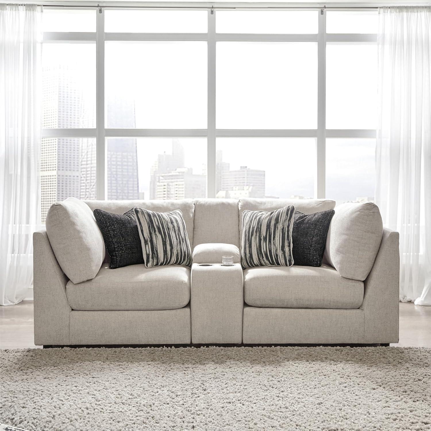 imageSignature Design by Ashley Kellway Casual 3Piece Sectional Sofa with Loose Cushions and 4 Accent Pillows BeigeBeige